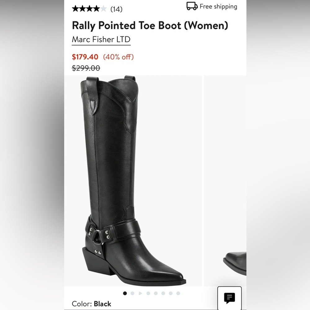 Rally Pointed Toe Boot - Black Cowgirl Boots